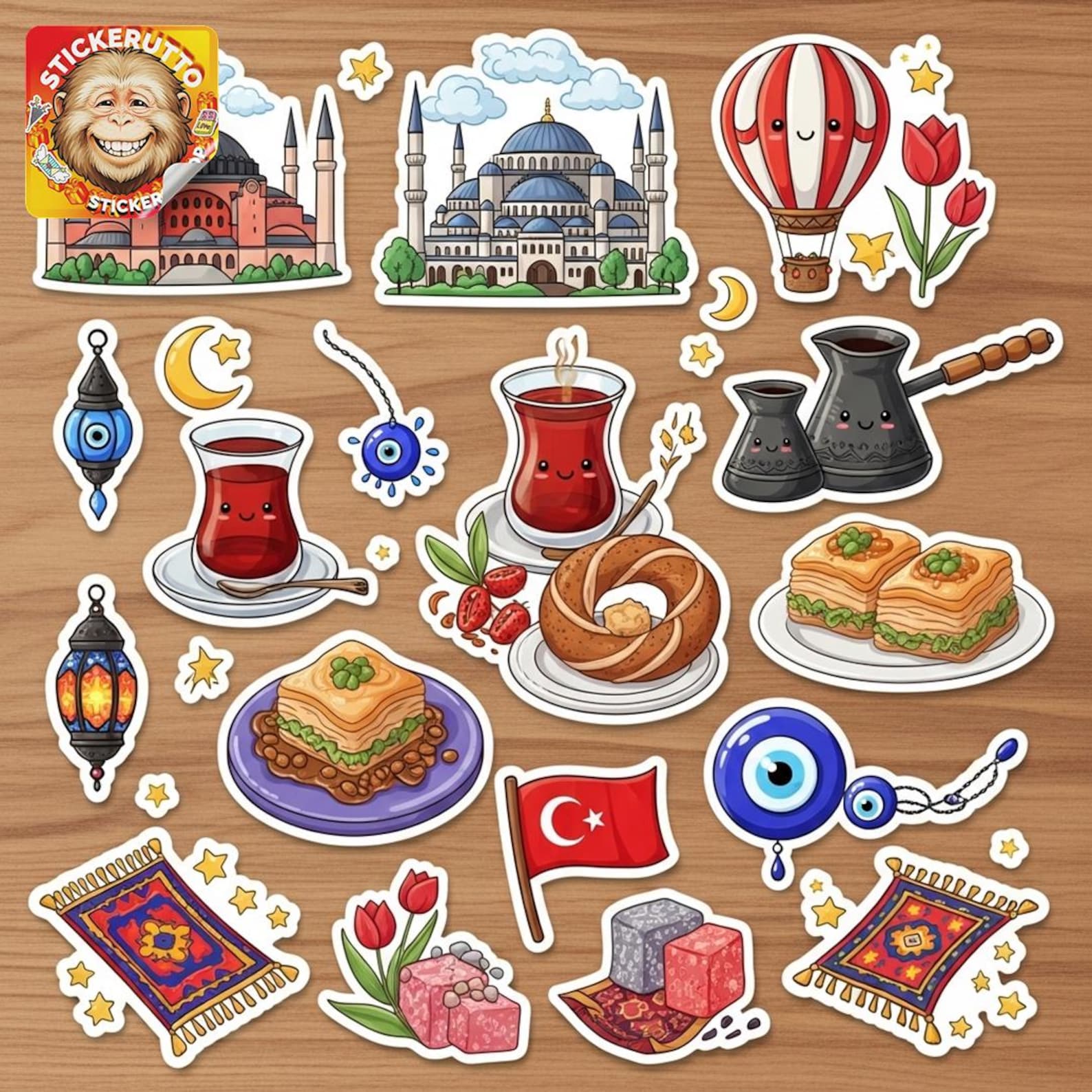Turkey Sticker Pack – Glossy & Holographic Turkish Culture Stickers - Etsy