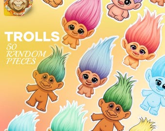 Retro Troll Stickers - 50 Waterproof Vinyl Decals