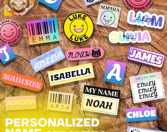 Gepersonaliseerde naamstickers: waterdicht vinyl of holografische labels