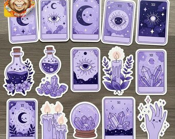Mystical Tarot Card Sticker Pack: 50 Waterproof Witchy Vinyl Decals