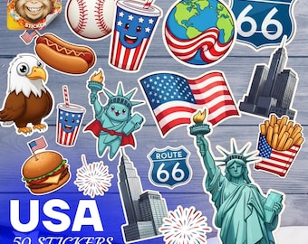 USA Patriotic Sticker Pack – 50 waterdichte vinylstickers