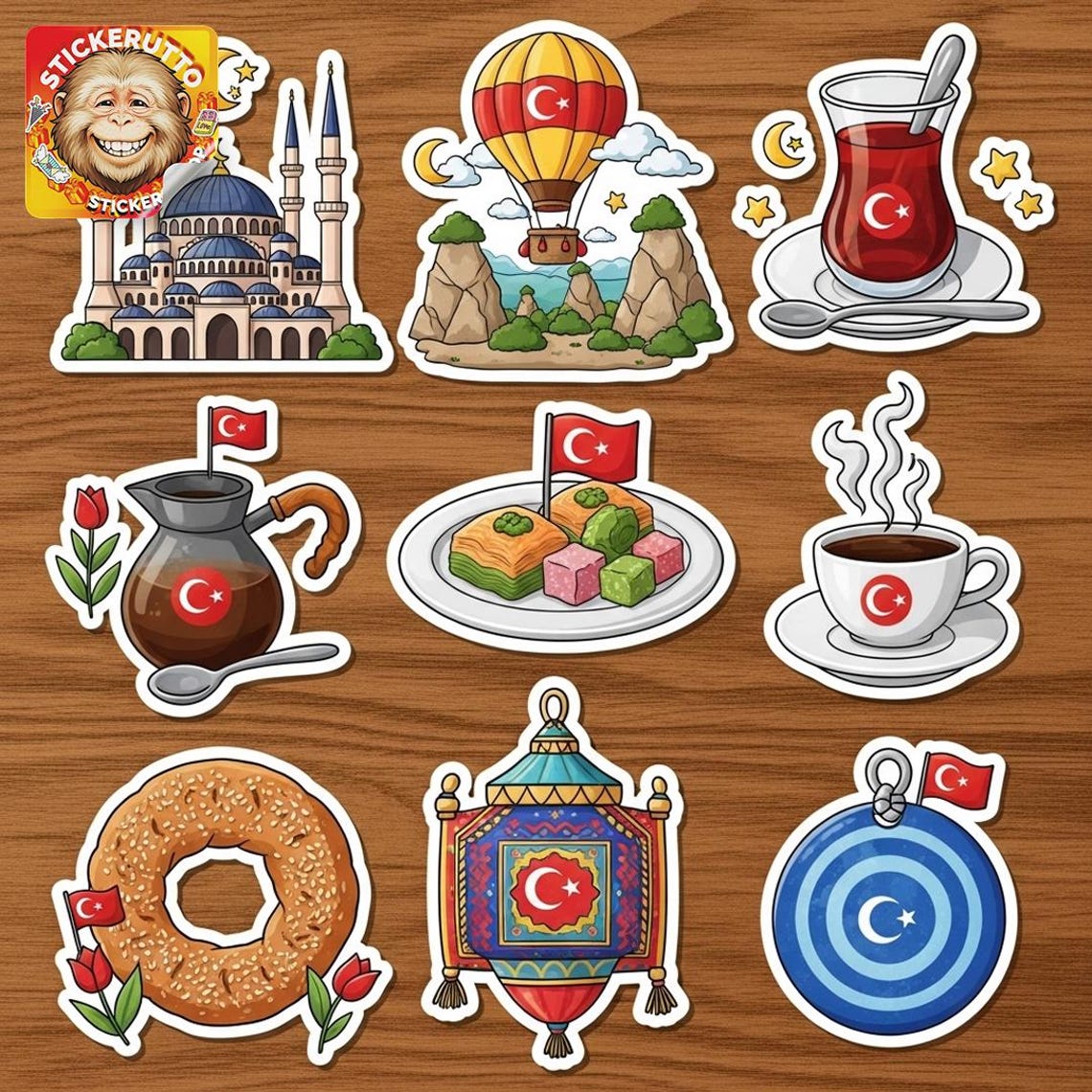 Turkey Sticker Pack – Glossy & Holographic Turkish Culture Stickers - Etsy