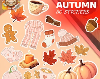 Cozy Fall Stickers - 50 Autumn Waterproof Decals