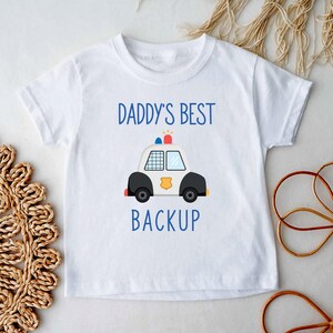 Daddy&#39;s Backup Police Baby Shirt, Baby Bodysuit, Cute Toddler Sweatshirt - Law Enforcement Outfit, Cop Baby Clothes, Daddy Police Gift