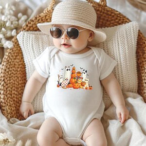 Halloween Ghost Cat Baby Bodysuit, Spooky Cat Baby Shirt, Toddler Sweatshirt - Boo Baby Outfit, Black Cat Pumpkin Baby Gift