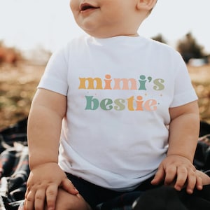 Mimi’s Bestie Baby Shirt, Onesie, Baby Bodysuit, Toddler Sweatshirt - Cute I Love My Mimi Outfit, Minimalist Baby Gift, Grandma and Me Look