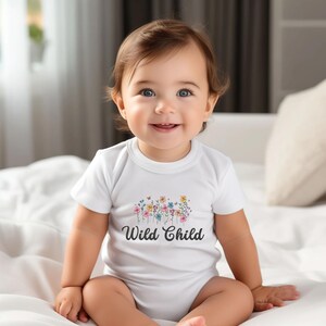 Wild Child Baby Bodysuit, Baby Shirt, Toddler Sweatshirt - Girls Retro Wildflower Outfit, Boho Wild Clothing, Cute Free Spirit Toddler Gift