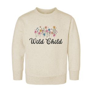 Wild Child Toddler Sweatshirt, Baby Bodysuit, Baby Shirt - Girls Retro Wildflower Outfit, Boho Wild Clothing, Cute Free Spirit Toddler Gift