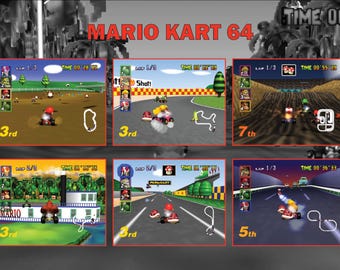 Mario Kart 64 Poster 19"x13" video game poster Nintendo 64