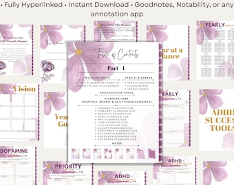 ADHD Digital Planner Undated | Hyperlinked PDF for GoodNotes (Digital Download)