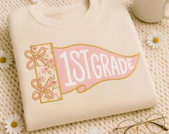 Personalized Teacher Sweatshirt: Coquette Bow Pennant, Back to School