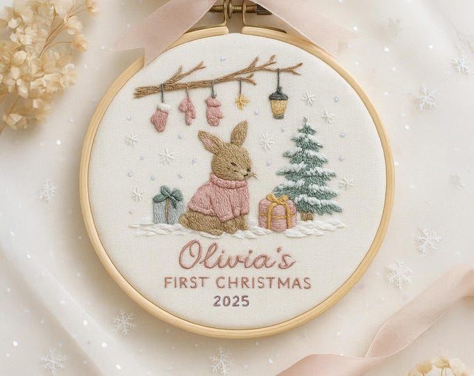 Personalized Baby's First Christmas Embroidered Ornament Keepsake