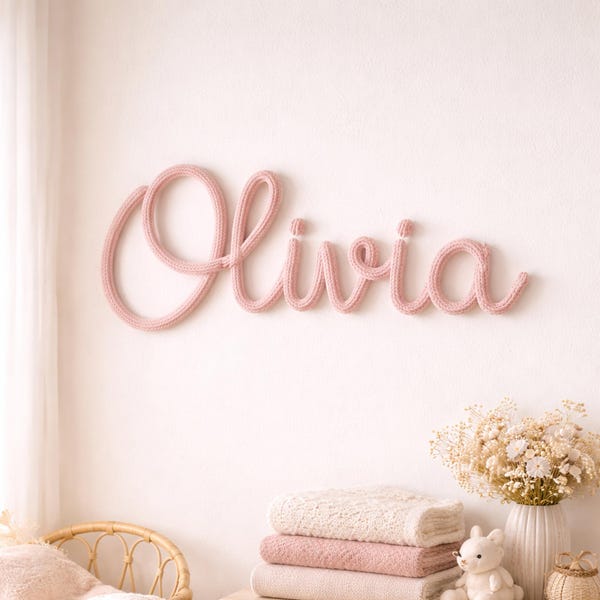 Knitted Wire Name Sign, Custom Nursery Decor