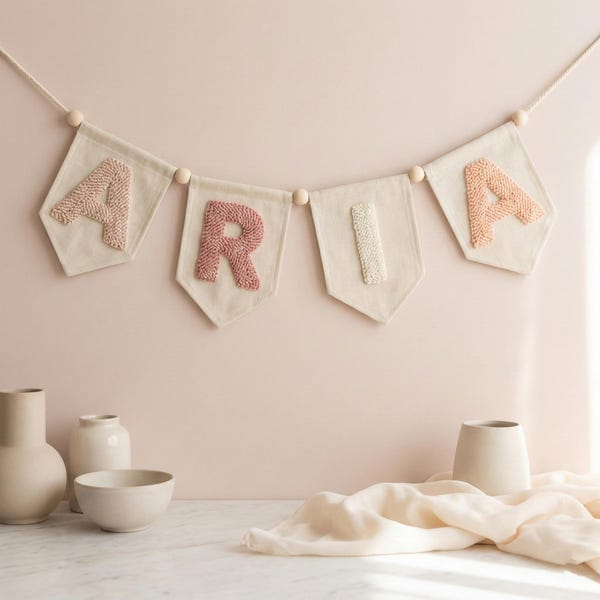 Personalized Felt Name Garland, Earth Tone Nursery Decor