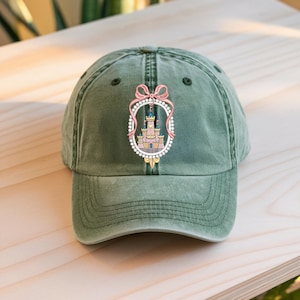 Magic Kingdom Coquette Embroidered Baseball Hat, Vintage Magic Castle Baseball Hat for Holiday Trip Matching Hat, Magic Castle Hat
