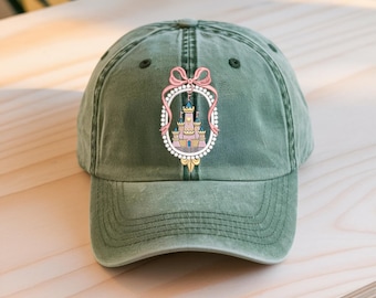 Magic Kingdom Coquette Embroidered Baseball Hat, Vintage Magic Castle Baseball Hat for Holiday Trip Matching Hat, Magic Castle Hat