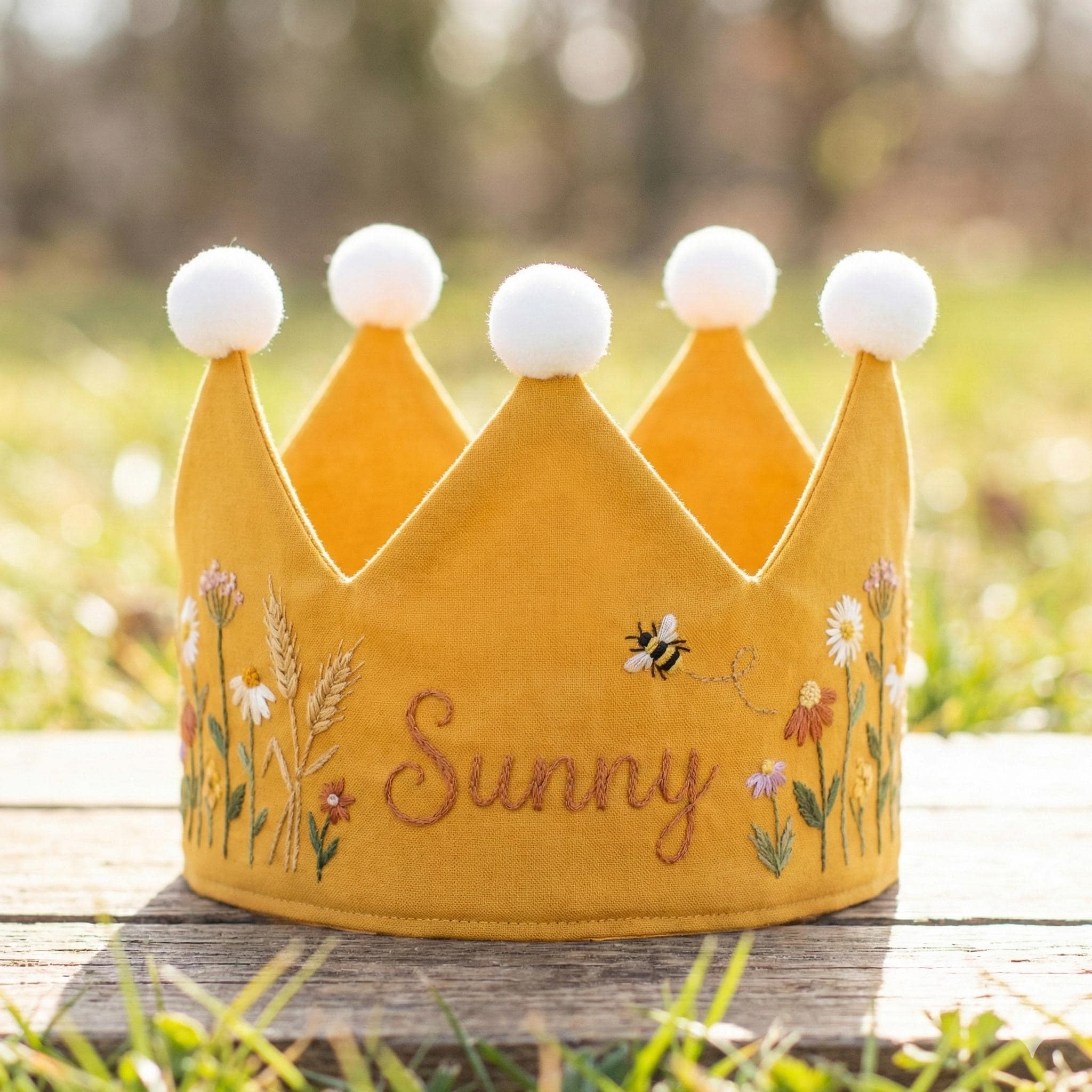 Personalized Hand-embroidered Linen Birthday Crown – Ocean Theme