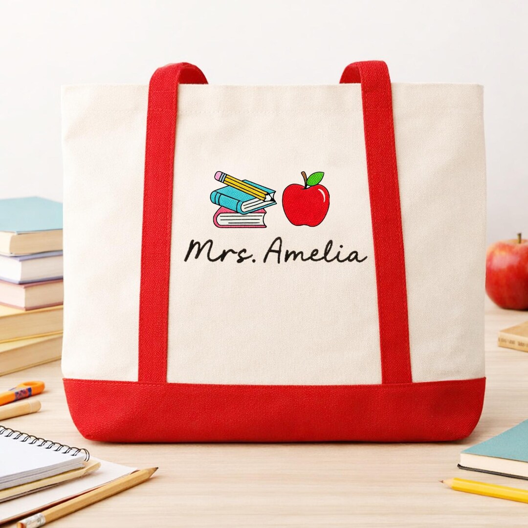 Custom Teacher Name Tote Bag, Custom Teacher Tote, Teacher Gift Bag ...