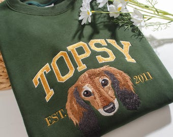 Pet Embroidered Sweatshirt, Embroidered Dog Hoodie, Custom Dog Face Embroidered Sweatshirt From Photo, Gift For Mom, Pet Lovers Gift