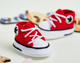 Personalisierte Baby Booties häkeln Unisex häkeln Baby Booty Schuh Dusche Geschenk Neugeborene Baby Schuh Turnschuhe Chucks Baby Mädchen Junge