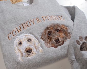 Custom Pet Embroidered Sweatshirt, Embroidered Dog Hoodie, Pet Lover Gift, Personalized Dog Face Embroidered Sweatshirt From Photo