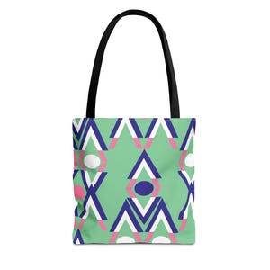 Tragetasche mit geometrischem Muster – Farbenfrohe, stylische Tragetasche für jeden Anlass, Strandtasche, Einkaufstasche, Reisetasche, umweltfreundlich