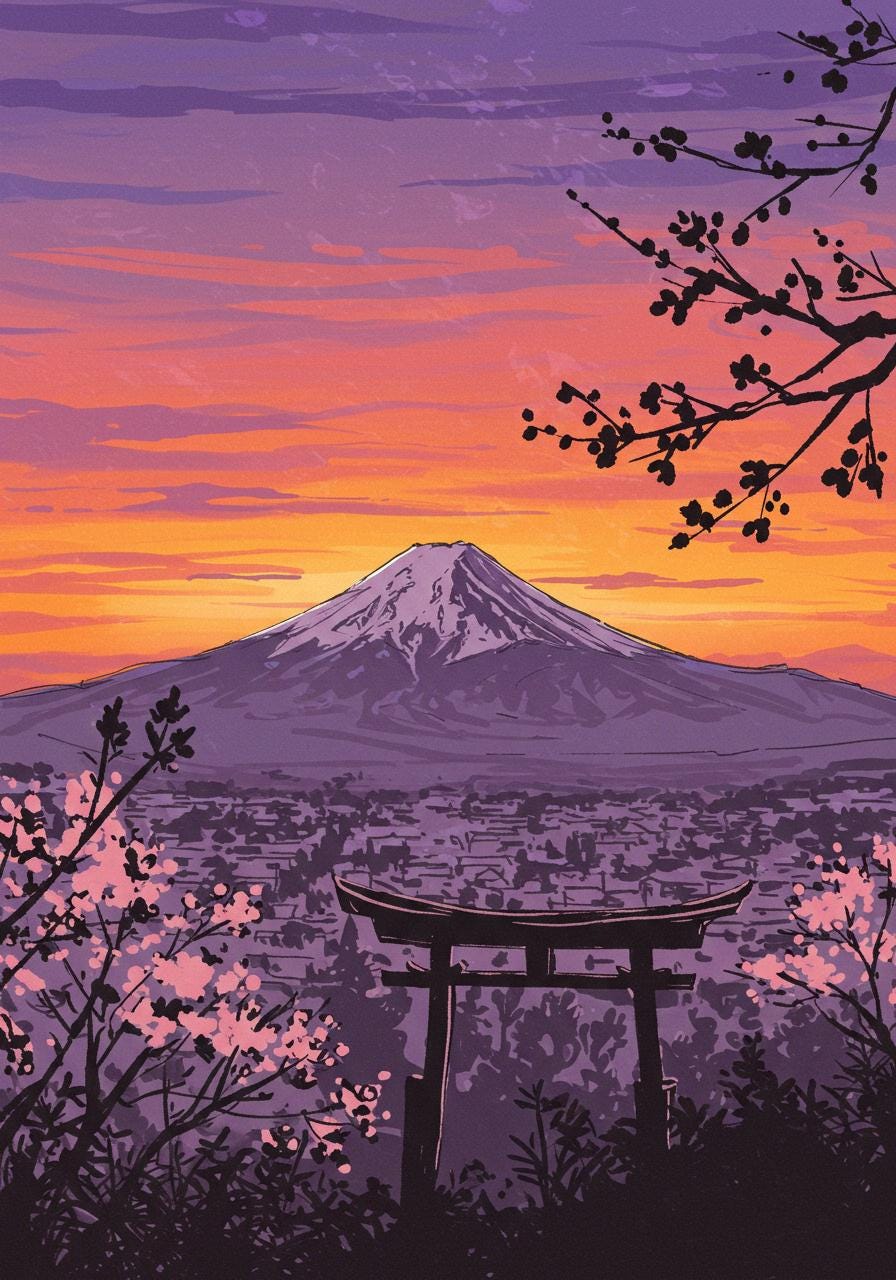 富士山と桜 - 日本の風景画アートプリント - PNG、PDF - Etsy 日本