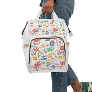 Colorful Kid-Friendly Diaper Backpack, Stylish Baby Bag, Cute Toddler Backpack, Perfect for New Parents, Floral Print Diaper Bag