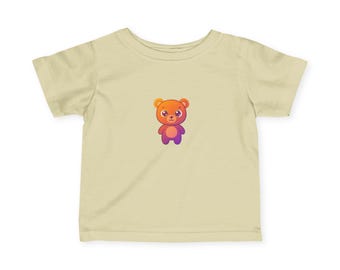 Maglietta per neonati con tenero orsetto di peluche - Adorabile maglietta per neonati, top per bambini piccoli, grazioso regalo per neonati, vestito per compleanno, abbigliamento per neonati