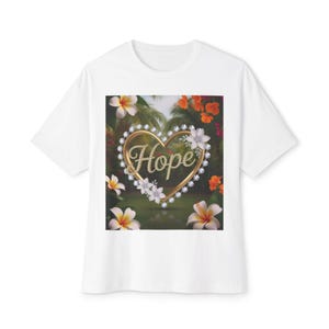 Our &quot;HOPE&quot; Inspirational Bible &#39;Garden Design&#39; Christian Unisex Tee, Oversized Shirt, Boxy Top, Spiritual Tshirt, Gift for Christians