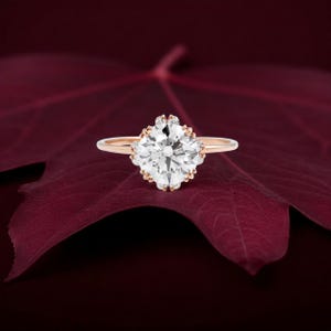 Round Cut Moissanite Engagement Ring, ring for women, 14k gold ring, solid gold ring, yellow gold ring, wedding ring, promise ring,gold ring