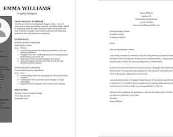 Professional Resume Template + Cover Letter + Helpful Tips | Modern CV for Word & Google Docs | Instant Download | ATS-Friendly Resume