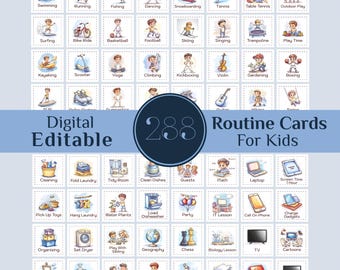 1000 Editable Daily Routine Cards & Charts for Kids, Visual Schedule ...