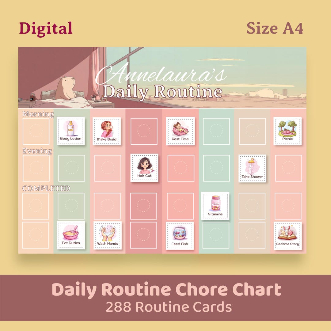 Capybara/bear Kids' Routine Chart: Montessori Visual Schedule - Etsy