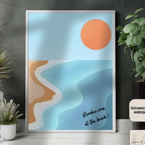 Rendez-vous at the beach Poster – Coastal Wall Art – Seaside Summer Decor - Beach - Sun - digital download