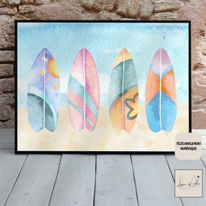 Surfbretter Poster - Coastal Beach House Wandkunst - Surfing Decor - Digitaler Download