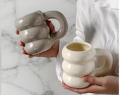 Modern Chunky Bubble Mug  Sculptural Coffee Cup  Aesthetic Ceramic Mug for Minimalist Kitchen Trendy Gift for Coffee Lovers