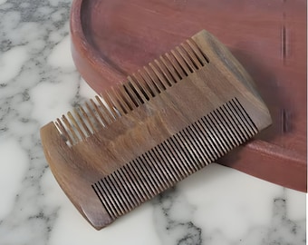 Double-Sided Wooden Beard Hair Comb Fine and Wide Teeth, Natural Wood Antistatic Comb for Men’s Grooming, Beard Care & Hair Styling