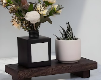 Wood Riser Tray Handmade Wooden Display Stand for Coffee Bar or Vanity Rustic Minimalist Decor Natural or Dark Wood