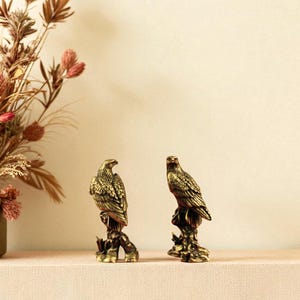 Vintage Brass Falcon Figurine: Lost Wax Metal Art Sculpture