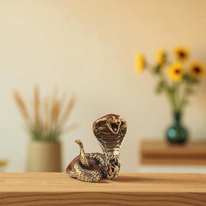 Bronzen standbeeld cobra-slang - slangbeeldje voor interieur, feng shui-dierensculptuur, gotisch halloweencadeau, bureauornament