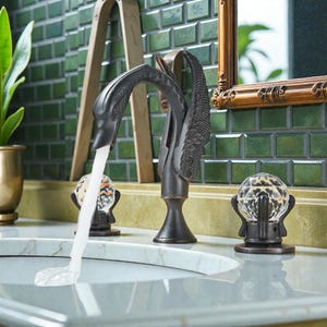 Swan Basin Faucet – Golden Bathroom Sink Mixer with Crystal Handles