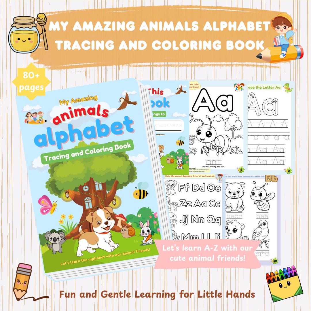 Animals Alphabet Tracing & Coloring Book | ABC Preschool Workbook ...