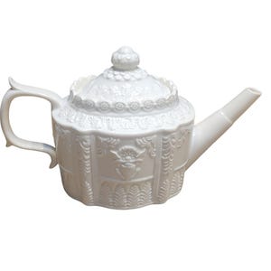 J Godinger & Co Weiße Porzellan Teekanne Geprägte Blumen Rokoko-Stil Dekorativ