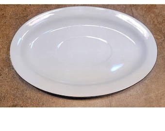 Bandeja ovalada de porcelana fina blanca Pearl Diane 39074 de China Pearl con borde dorado, 24 cm (9,5 pulgadas)