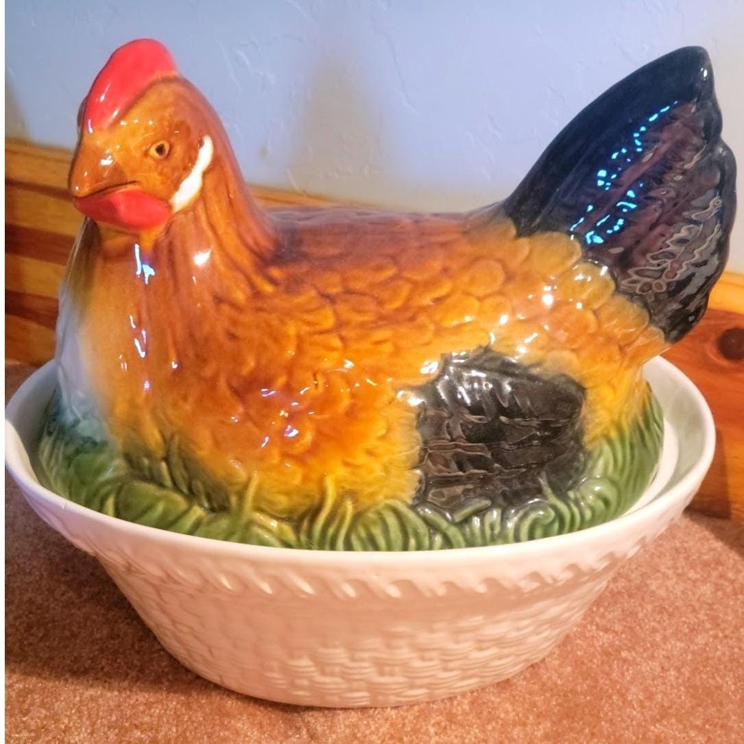 Dessous de plat poule rouge en céramique, poterie fabriquée en alsace