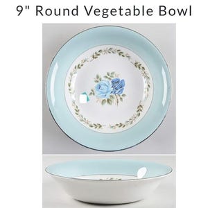 Vintage Barratts Ironstone Gemüseschüssel Blaues Rosen-Muster 9-Zoll-rund