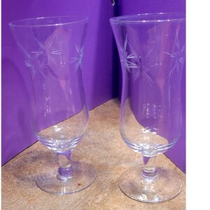 Set 2 Susquehanna Pattern Six Point Cut Star Parfait Glasses
