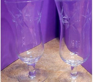 Set 2 Susquehanna Pattern Six Point Cut Star Parfait Glasses