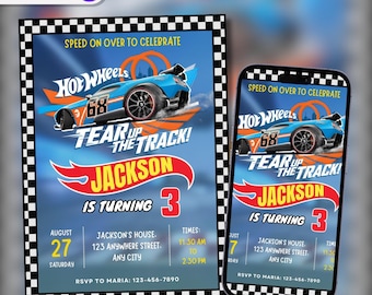 Editable Hot Cars Birthday Invitation, Wheels Birthday Invite, Cars Party Invite, Editable Canva Template